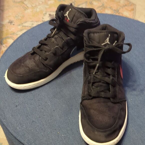 Jordan 1 Mid Multi-Color Swoosh Black (GS) 6Y woman's 7.5 - Picture 2 of 12